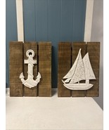 2 Nautical Sea Ocean Themed Wood Wall Art Signs Beach House Decor Anchor... - $40.69 CAD