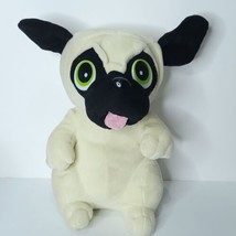 Black Tan Funny Pug Dog Plush Plastic Eyes Stuffed Animal Large 11&quot; Soft  - £17.02 GBP