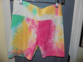 Dreamsicle Biker Tie Dye Waffle High Waisted Shorts Size S/M Women&#39;s NEW - £16.07 GBP