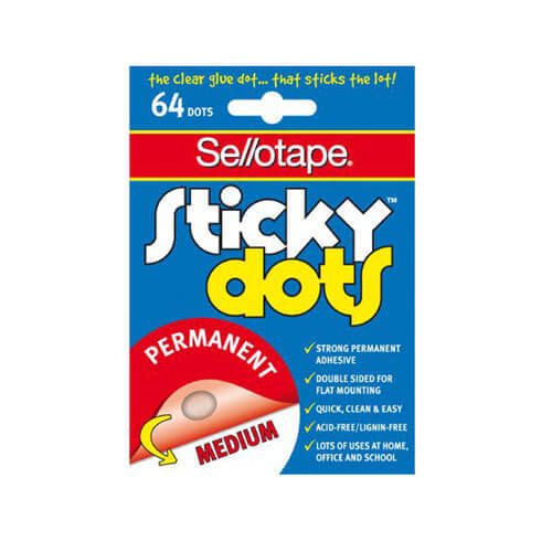 Sellotape Sticky Dots Medium (64 Dots) - Permanent - $14.11