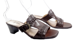 SIZE 11 Women Heels Brown Sandals LIFESTRIDE Comfort Slides Western Silverado - £7.89 GBP