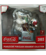 2003 Coca Cola Pearlescent Porcelain ornament Bear &amp; Penguin Drinking Co... - £11.77 GBP