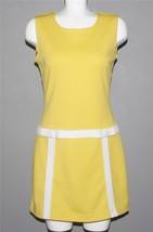 Vtg MORGAN DE TOI Double Knit Stretch Drop Waist Yellow Sleeveless Dress... - £37.56 GBP