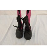 NWOT Kids Girl&#39;s Unbranded Made In Canada Pink &amp; Black Lined Snow Boots ... - £8.88 GBP