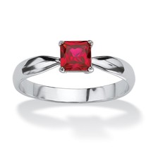 Princess Cut Simulated Ruby July Birthstone Sterling Silver Ring 4 5 6 7 8 9 10 - £79.63 GBP