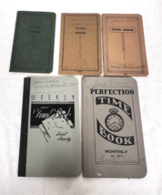 5  Vintage Time Book Weekly Monthly Record Hours Wages Employees 1940's ... - $18.32