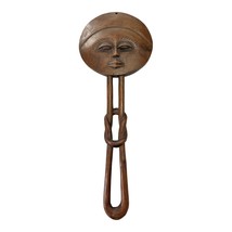 Vintage Hand-Carved Wooden Wall Hanging – African-Inspired Face with One... - $1,774.78 MXN