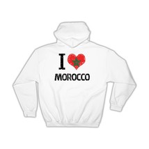 I Love Morocco : Gift Hoodie Heart Flag Country Crest Moroccan Expat - £28.76 GBP