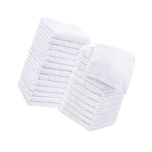 Cotton White Washcloths Set - Pack Of 24 - 100% Spun Cotton, Premium Quality  - £30.51 GBP