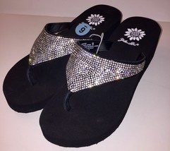 Yellow Box Women&#39;s Kristian Rhinestone Glitter Sparkle Flip Flop Sandals... - $49.40