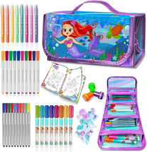 Washable Fruit Scented Markers Set with Mermaid Pencil Case Mermaid Stickers Sta - £33.50 GBP