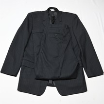 Linea Uomo 48 X-Long 38x32 Black Stripe 100% Wool Mens Coat Jacket Pants Suit - $77.34