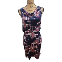 LOFT Petite Abstract Print Cowl Neck Dress Sleeveless Multicolor XSP - $11.87