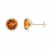 ANGARA 2.5 Ct Rope Framed Claw-Set Citrine Martini Stud Earrings in 14K Gold - £624.54 GBP