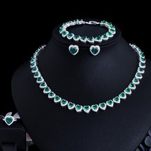 4pcs Luxury African Cubic Zirconia Royal Blue Heart Shape Bridal Wedding Jewelry - £73.02 GBP
