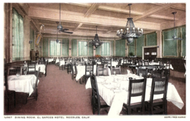 El Garces Hotel Dining Room Needles CA Fred Harvey Phostint Postcard 1916 - £10.08 GBP