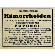 1945 WW2 German-USA Medical Advertisement Hemorrhoids Wayne Pharmaceutic... - $19.99