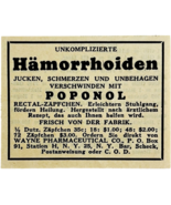 1945 WW2 German-USA Medical Advertisement Hemorrhoids Wayne Pharmaceutic... - $27.41 CAD