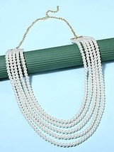 Gold Tone Fusion Wear MultiLayered Pearls Necklace Women Kundan Jewelry Set - £17.86 GBP