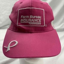 The Sumtotal Farm Bureau Ins Breast Cancer Cap White Pink Embroidered Ad... - £9.38 GBP