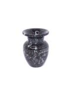 Vintage Polished Black Marble 4&quot; Bud Vase with Etched Flowers - $276.85 MXN