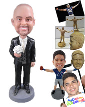 Personalized Bobblehead Groom Ready For His Wedding With Formal Bridal Attire On - £72.57 GBP