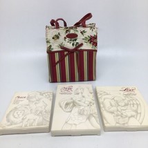 Vintage Longaberger Pottery  Angel Series Cookie Molds + Holiday Gift Bag/Tote - £19.12 GBP