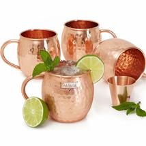Set of 4 - Prisha India Craft ® Copper Barrel Mug for Moscow Mules 520 ML / 17 o - £24.40 GBP