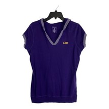 Antugua Womens Shirt Adult Size XL LSU Tigers Purple V Neck Hood Short Sleeve - $22.38