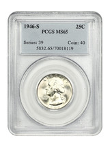 1946-S 25C PCGS MS65 - $81.48