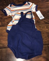 Cat &amp; Jack Navy 3-6 Month Baby 2-Piece Navy Romper &amp; Stripe Shirt - $126.75 MXN