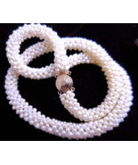 Vintage 14k Gold Woven Cultured Pearl Rope Necklace - $189.53