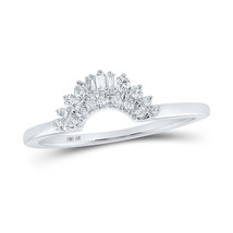 10K WHITE GOLD BAGUETTE DIAMOND RING GUARD ENHANCER WEDDING BAND 1/6 CTTW - $350.20