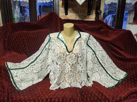 Lace blouse, vintage women's handmade lace blouse, XXL size - $35.00