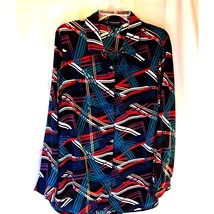 Lane Bryant Women&#39;s Button Up Shirt Multicolor Stripe 3/4 Sleeve 14 New - $15.83