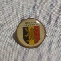 Belgique (Belgium) Belgie Enamel Lion Coat of Arms Crest Lapel Pin Vtg  1/2&quot; - £6.97 GBP