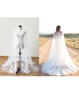 Dreamy Lace Tulle Bridal Cape, Chapel Length Wedding Cape, Boho Wedding ... - $3,778.28 MXN+