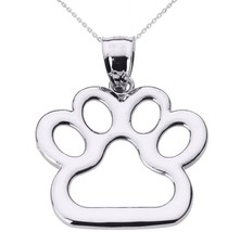 Polished 925 Sterling Silver Dog Paw Print Pendant Necklace, 20 inch Chain New - £78.72 GBP