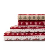 Cuddl Duds Twin Red Truck Fairisle  Sheet Set Heavyweight Flannel - $899.29 MXN