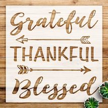 Grateful Thankful Blessed Stencil Pattern for Wood Signs and Crafts, Reu... - $14.69+