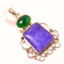 Lapis Lazuli Green Onyx Gemstone Vintage Style Pendant Jewelry 2.50" SA 3900 - £5.18 GBP