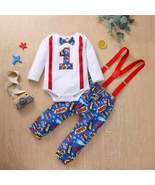 Two-piece Baby And Toddler Birthday Suspender Romper Romper Set - £23.82 GBP