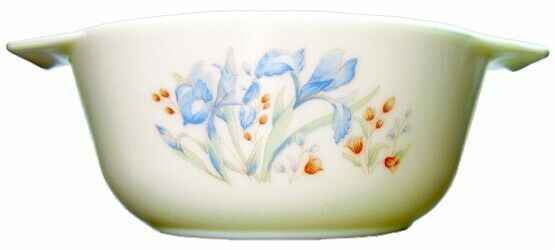 Covered  Pyrex Bowl  England Blue Iris Pattern, 1 Qt With Lid - $39.59