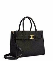 TORY BURCH NWT $598 Black Gemini Link Leather Tote Handbag Bag - £291.66 GBP