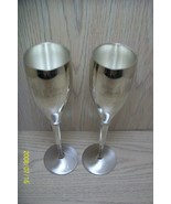 Silver Plate Long Stem Goblets Flutes  Featuring Swarovski Crystal Rhine... - $17.95