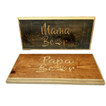 Vintage Wooden Plaques Wall Hangings Mama Bear and Papa Bear 12 x 5.5&quot; Lot 2 - £15.06 GBP
