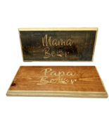Vintage Wooden Plaques Wall Hangings Mama Bear and Papa Bear 12 x 5.5&quot; L... - £14.96 GBP