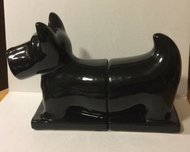 Vtg Black Scottie Dog Ceramic Book Ends - $28.04