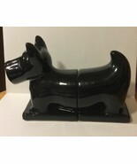 Vtg Black Scottie Dog Ceramic Book Ends - €24,35 EUR