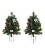 HOMCOM 22.5&quot; Pre-Lit Christmas Tree 2-Pack Outdoor Cordless w/ Lights - $111.25 CAD